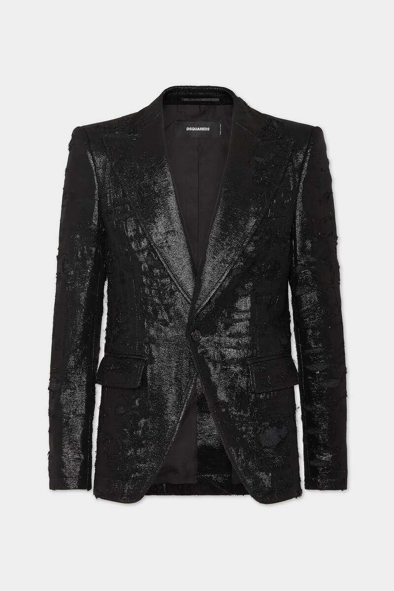 S71BN0989DTN019961G1 Black Disco Wash '70s 1 Button Peak Blazer - Image 1